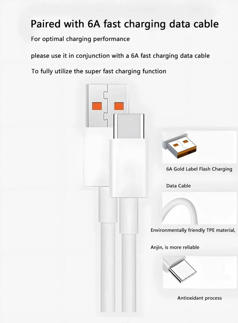 90W 6A Turbo Fast Wall Charger for Xiaomi 11 12 Lite 13T 14 Ultra Redmi Note 11T 12T 13 15Pro POCO F4 X5 USB Type C Charge Cable