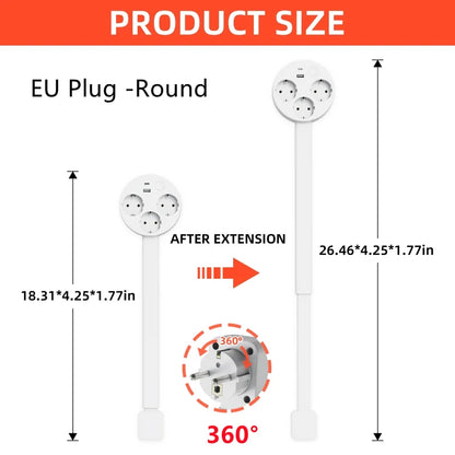 Rotating Retractable Electrical Outlet Extender for Sofa and Table Charging Needs