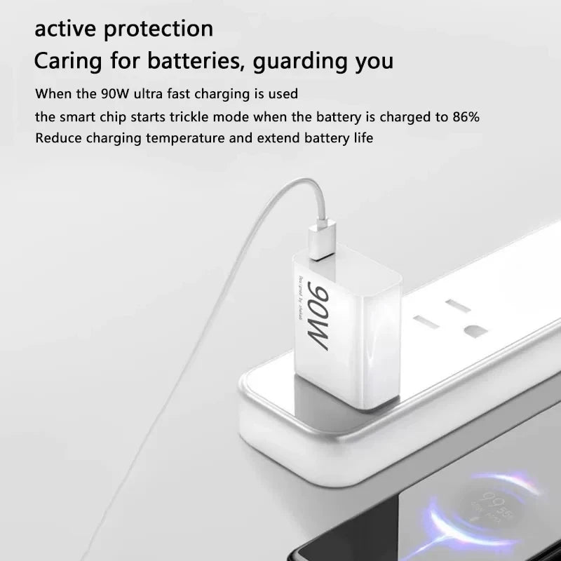 90W 6A Turbo Fast Wall Charger for Xiaomi 11 12 Lite 13T 14 Ultra Redmi Note 11T 12T 13 15Pro POCO F4 X5 USB Type C Charge Cable