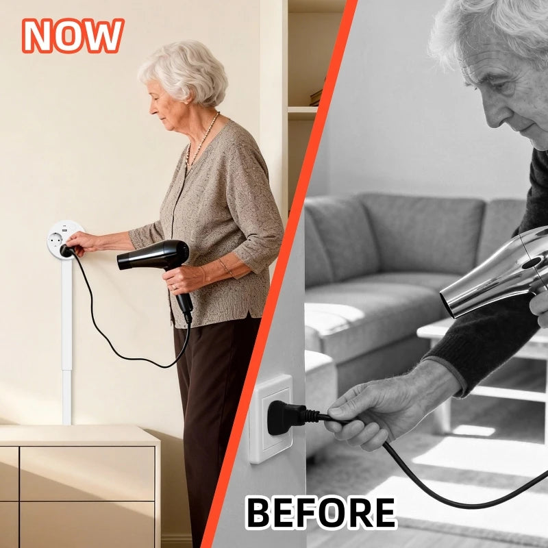 Rotating Retractable Electrical Outlet Extender for Sofa and Table Charging Needs