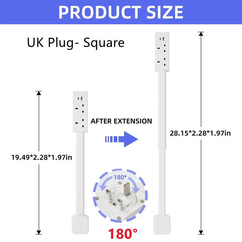 Rotating Retractable Electrical Outlet Extender for Sofa and Table Charging Needs