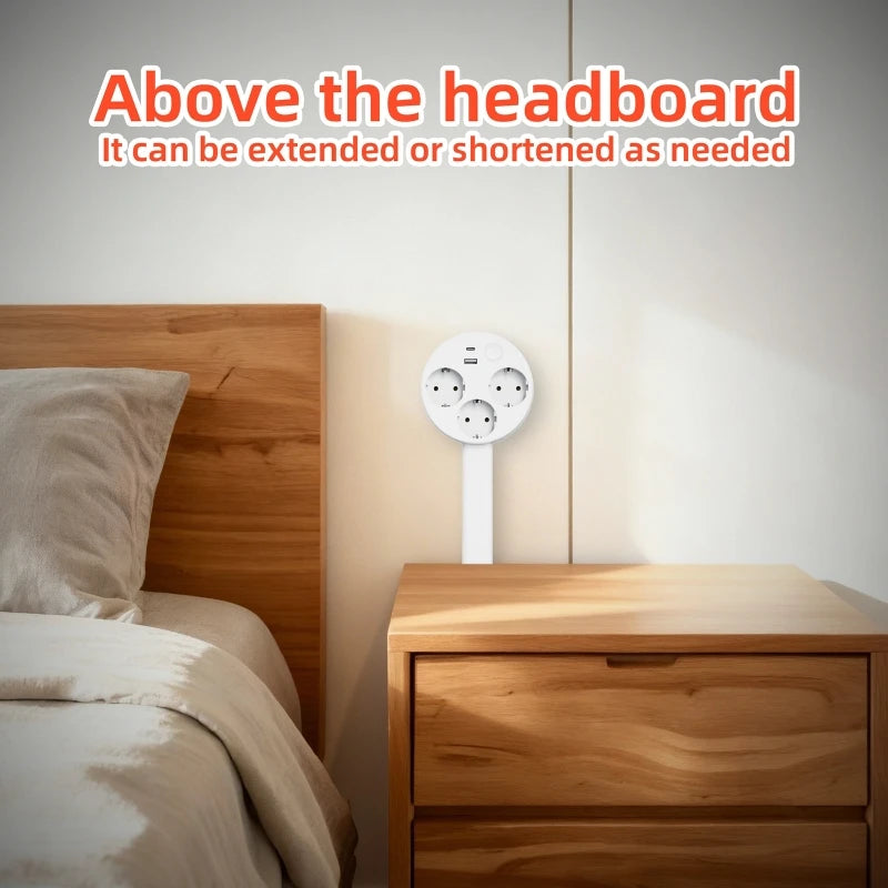 Rotating Retractable Electrical Outlet Extender for Sofa and Table Charging Needs