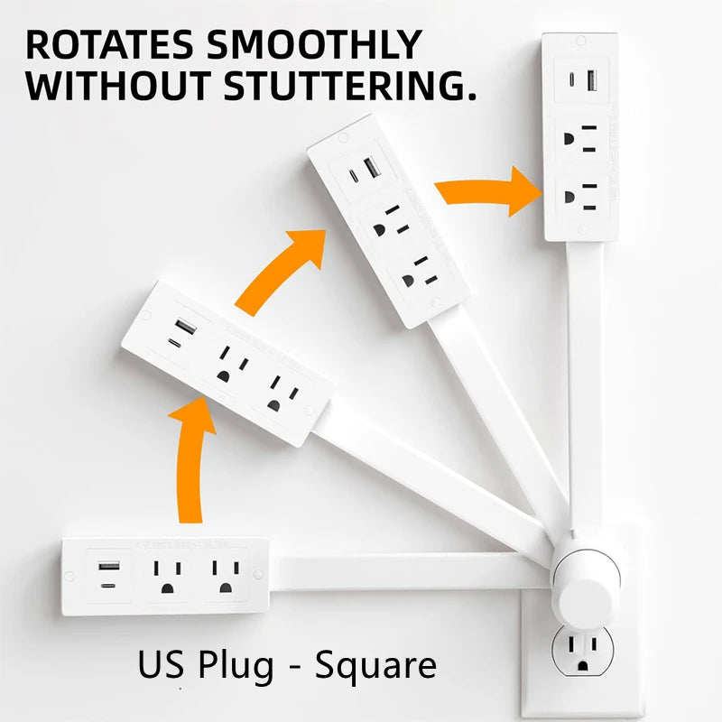 Rotating Retractable Electrical Outlet Extender for Sofa and Table Charging Needs