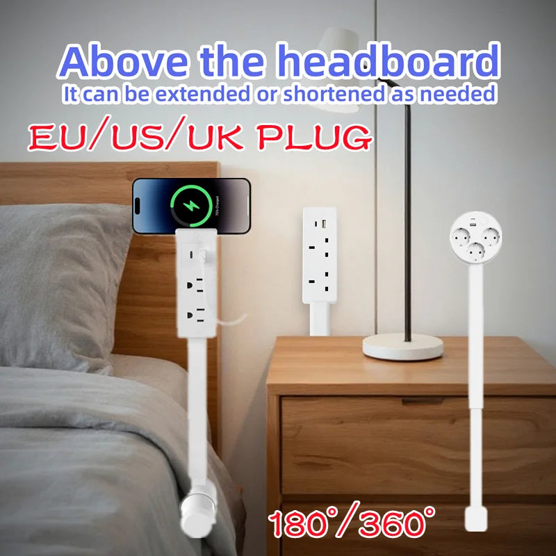 Rotating Retractable Electrical Outlet Extender for Sofa and Table Charging Needs